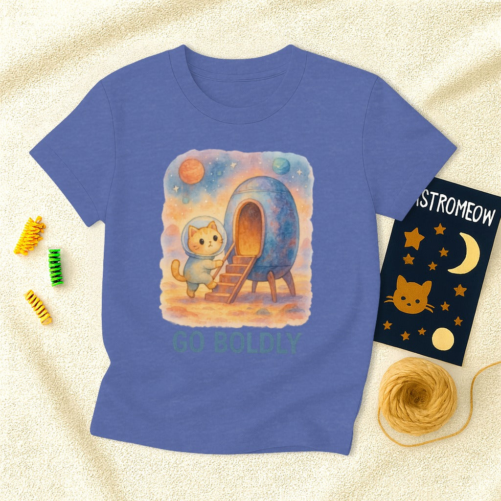 Space Adventure Cat Graphic Tee for Kids