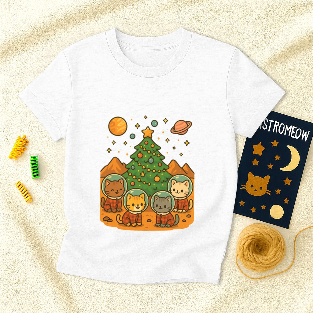 Space Cats Around Christmas Tree T-Shirt