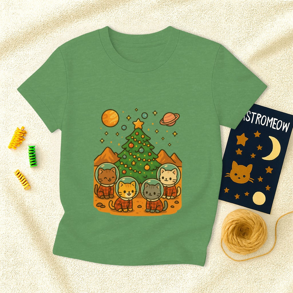 Space Cats Around Christmas Tree T-Shirt