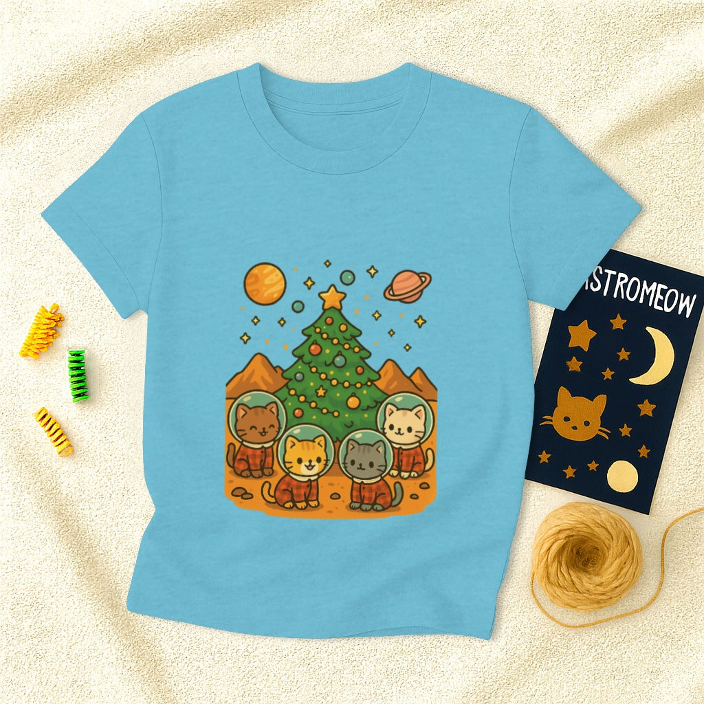 Space Cats Around Christmas Tree T-Shirt