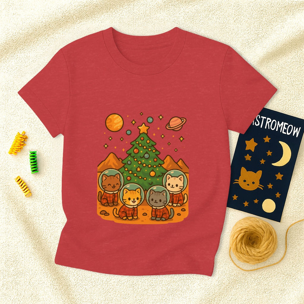 Space Cats Around Christmas Tree T-Shirt