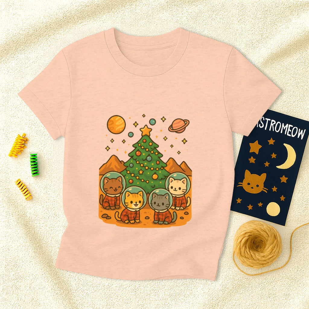 Space Cats Around Christmas Tree T-Shirt