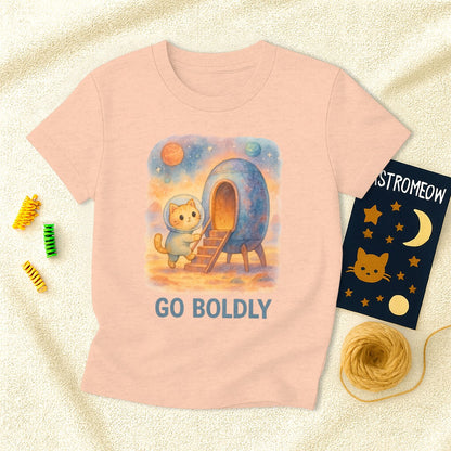 Go Boldly Cat Astronaut Short Sleeve Shirt