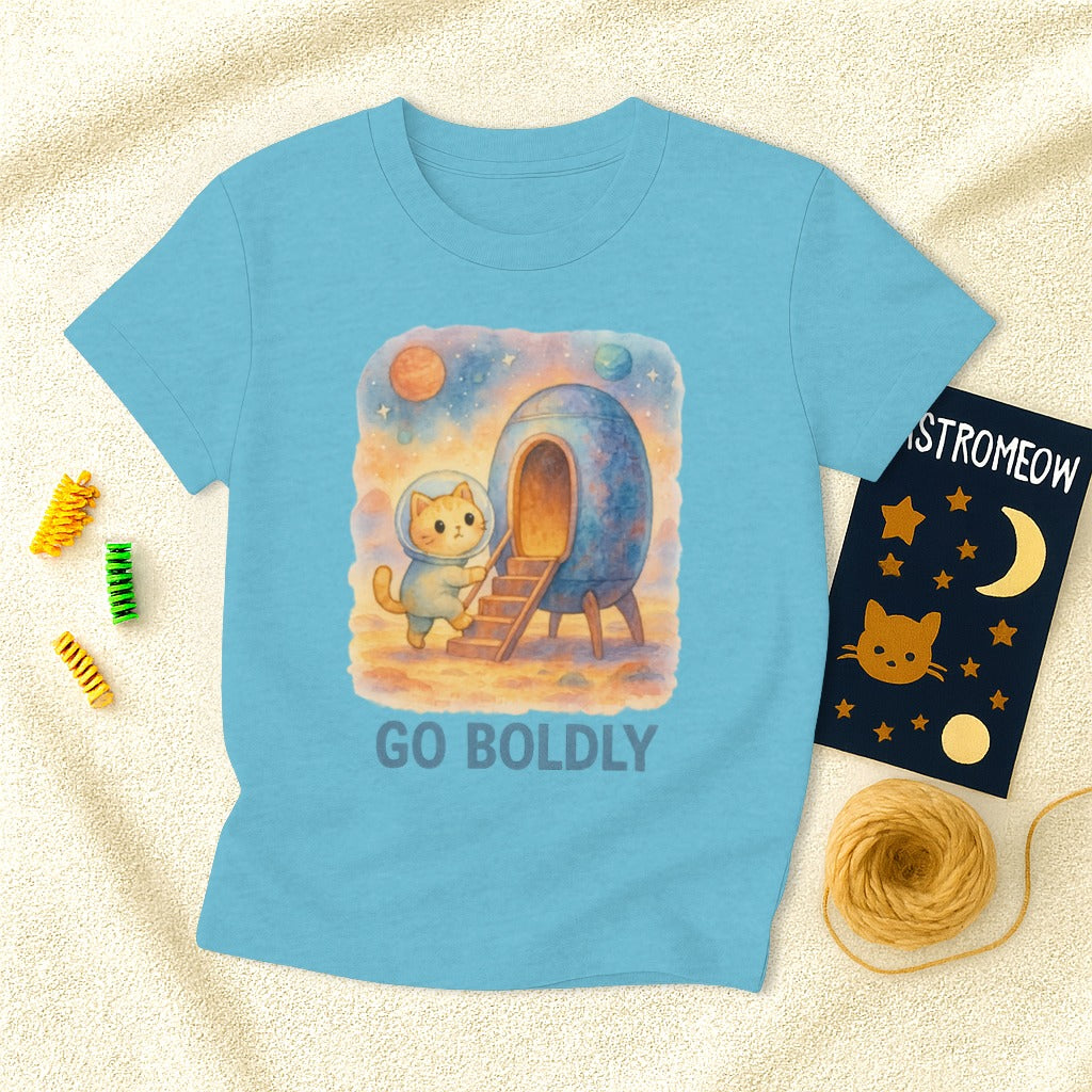 Go Boldly Cat Astronaut Children's Tee