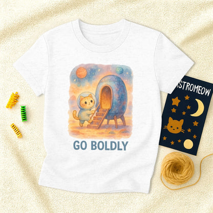 Go Boldly Cat Astronaut Illustration Shirt